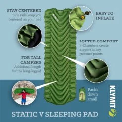 Klymit Static V Sleeping Pad - Long -Outdoor Sports Equipment Store Klymit Amazon StaticVLong CarouselImages v1 02