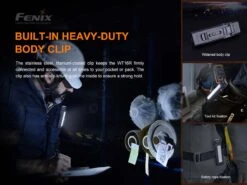 Fenix WT16R 300 Lumens Rechargeable Magnetic Flashlight -Outdoor Sports Equipment Store WT16R body clip