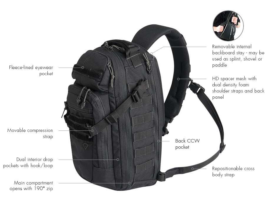 First Tactical Crosshatch Sling Pack 10 First Tactical Crosshatch Sling Pack - Image 10