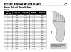 Rothco 6" Forced Entry Security Boot -Outdoor Sports Equipment Store good2goco rothco 6inSecurity Boot sizechart