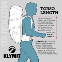 Klymit Motion 60 Backpack - Black 17 Klymit Motion 60 Backpack - Black -Outdoor Sports Equipment Store pf 5dca9c48 Motion60TorsoLength2000x2000