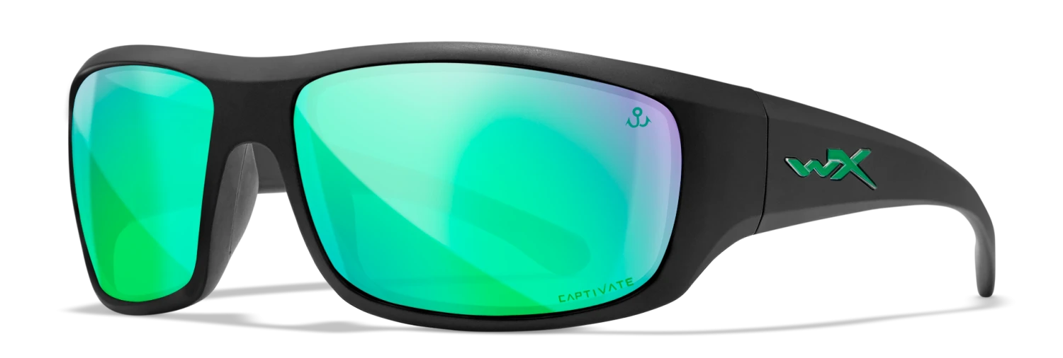 Wiley X Omega Sunglasses - Matte Black Frame With Captivate Polarized Green Mirror (Copper Base) 1 Wiley X Omega Sunglasses - Matte Black Frame With Captivate Polarized Green Mirror (Copper Base)