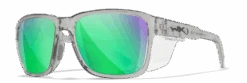 Wiley X Trek Sunglasses - Gloss Crystal Light Grey Frames With Captivate Polarized Green Mirror Lenses