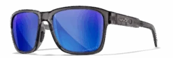 Wiley X Trek Sunglasses - Gloss Crystal Dark Grey Frame With Captivate Polarized Blue Mirror Lenses