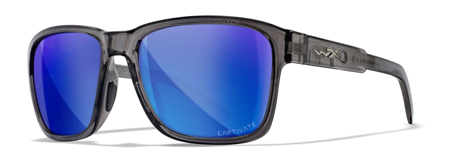 Wiley X Trek Sunglasses - Gloss Crystal Dark Grey Frame With Captivate Polarized Blue Mirror Lenses 1 Wiley X Trek Sunglasses - Gloss Crystal Dark Grey Frame With Captivate Polarized Blue Mirror Lenses