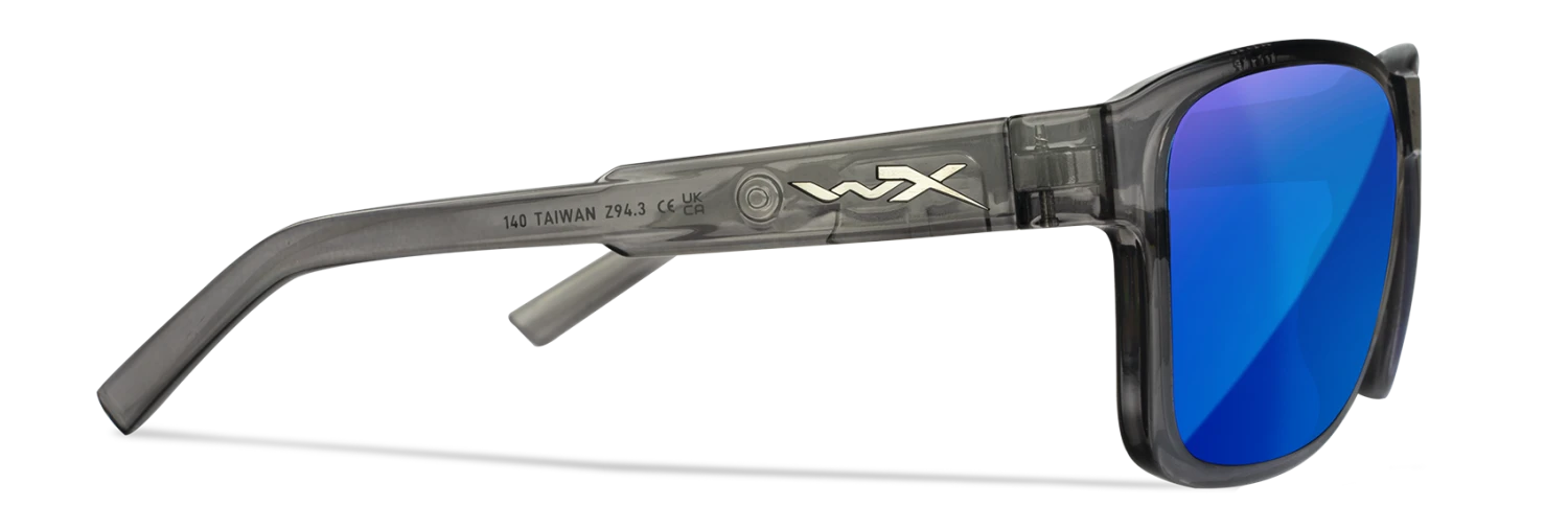 Wiley X Trek Sunglasses - Gloss Crystal Dark Grey Frame With Captivate Polarized Blue Mirror Lenses 3 Wiley X Trek Sunglasses - Gloss Crystal Dark Grey Frame With Captivate Polarized Blue Mirror Lenses - Image 3