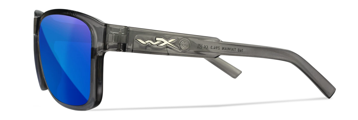 Wiley X Trek Sunglasses - Gloss Crystal Dark Grey Frame With Captivate Polarized Blue Mirror Lenses 2 Wiley X Trek Sunglasses - Gloss Crystal Dark Grey Frame With Captivate Polarized Blue Mirror Lenses - Image 2